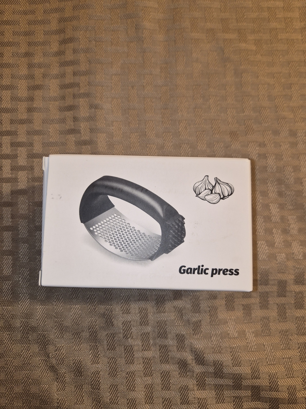 Garlic Press Stainless Steel and Black Handle - Unbranded